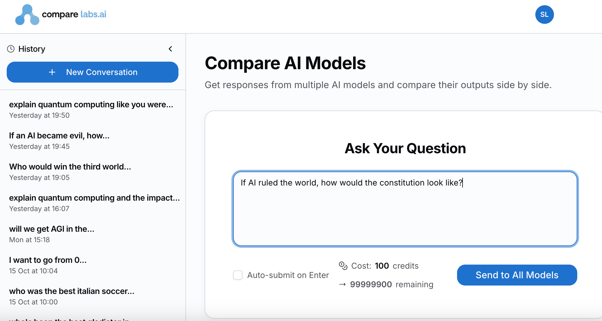 Ask your question interface